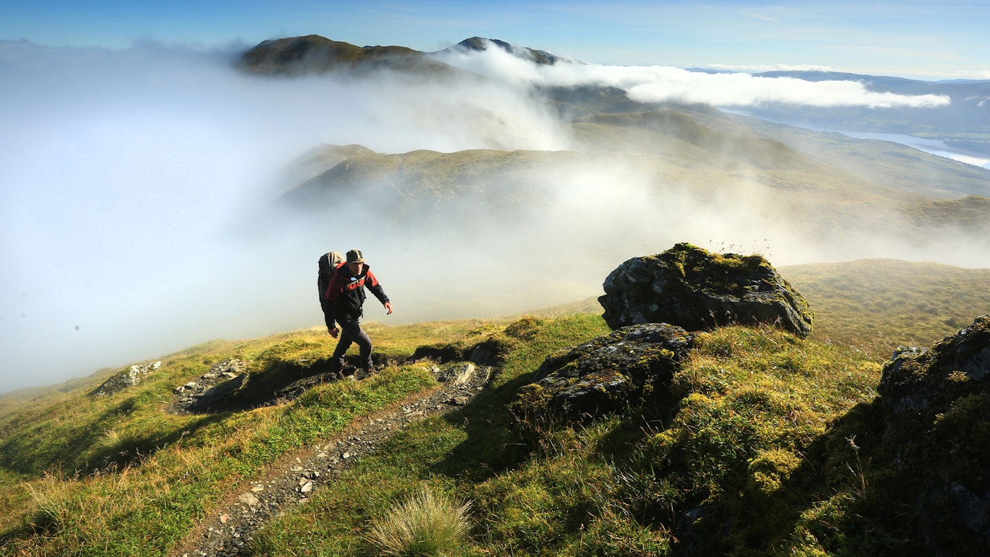 3 Tom Bailey hiking through Beinn nan Eachan Tarmachan Ridge