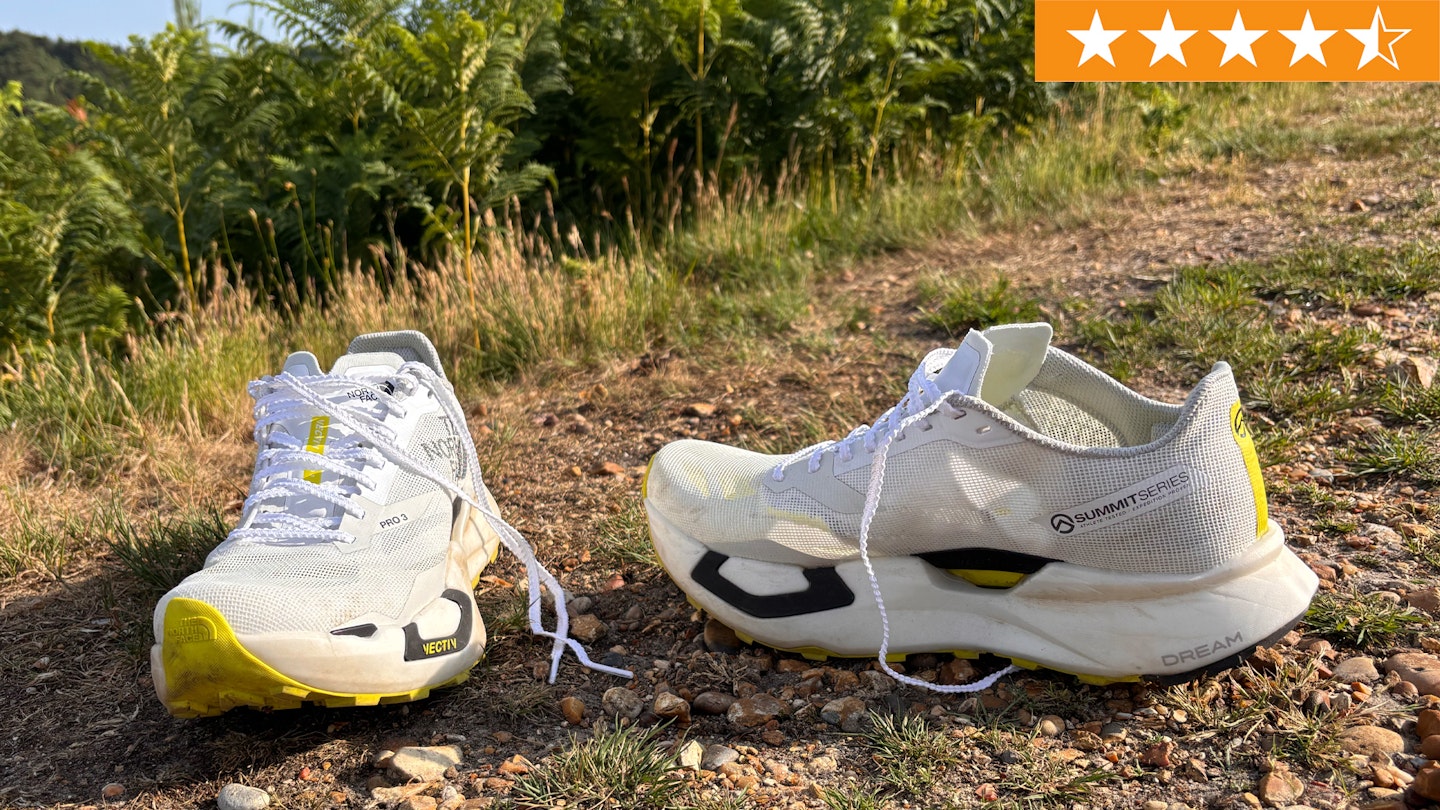 4 point 5 star ratings for The north face vectiv pro 3 trail running shoes shot by milo wilson for review on LFTO
