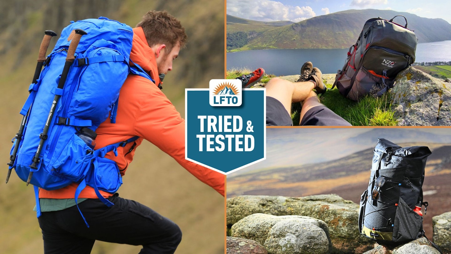 Photos of backpacking backpacks being tested by LFTO