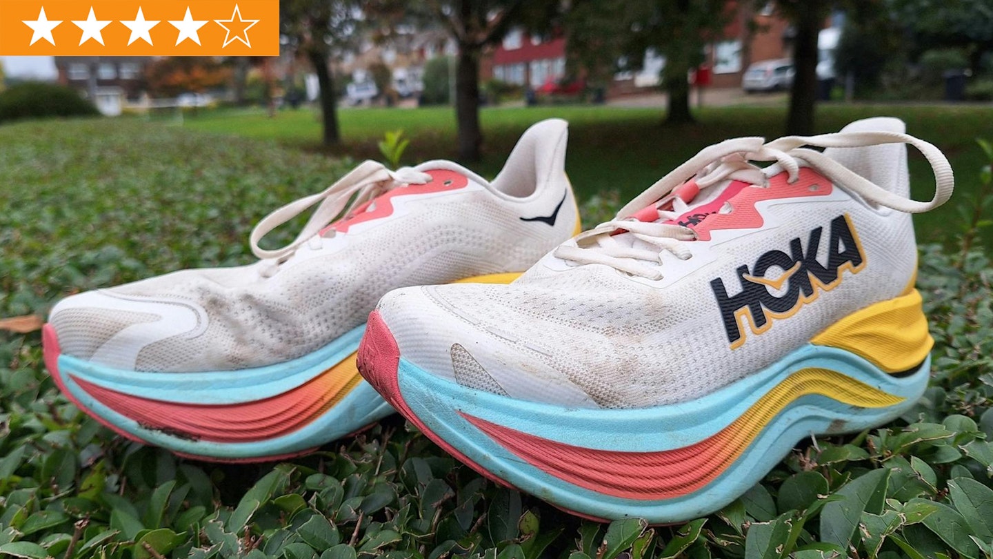 Hoka Skyward X trail running shoe with star ratings