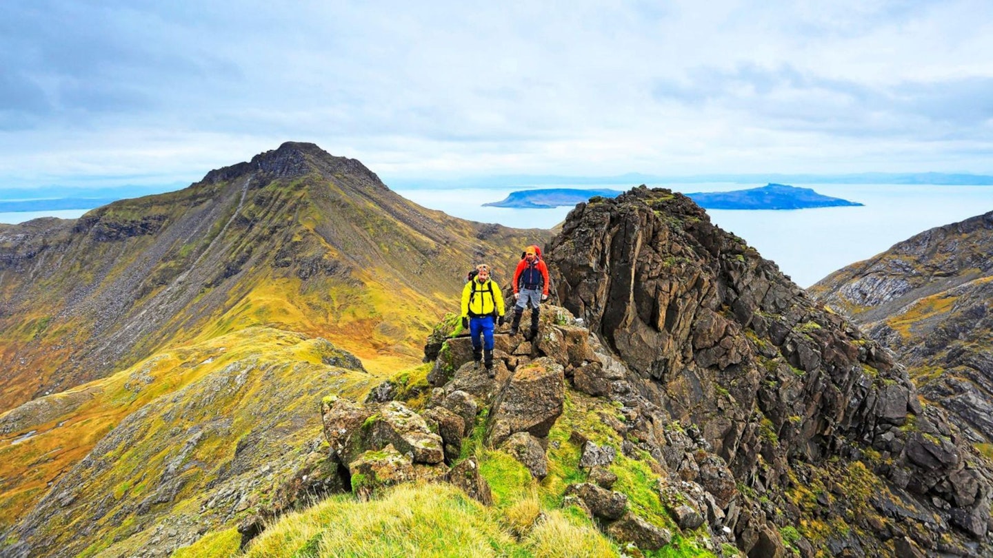 Summit area of Trollabhal with Askival in the distance, Rum Cuillin