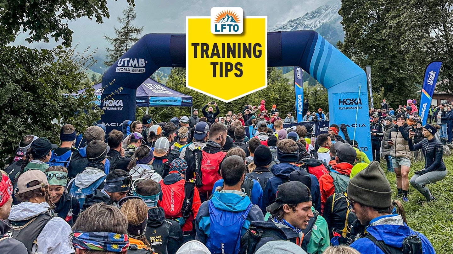 training tips logo on ultra marathon start line