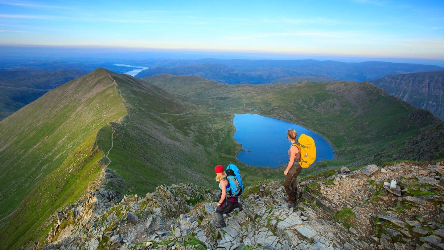 Two hikers on Swirral Edge Helvellyn