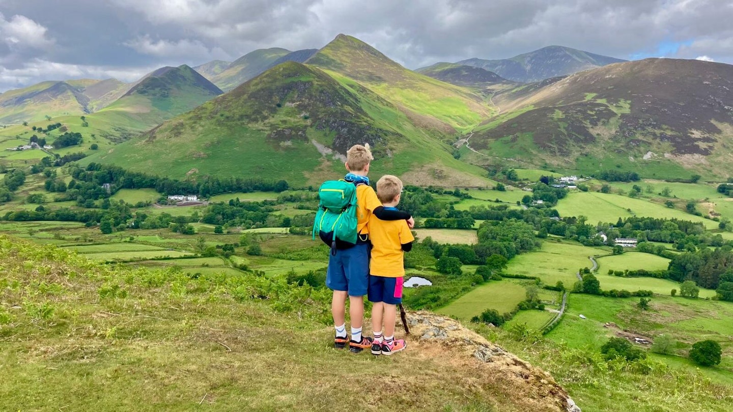Kids hiking on Cat Bells, Lake District